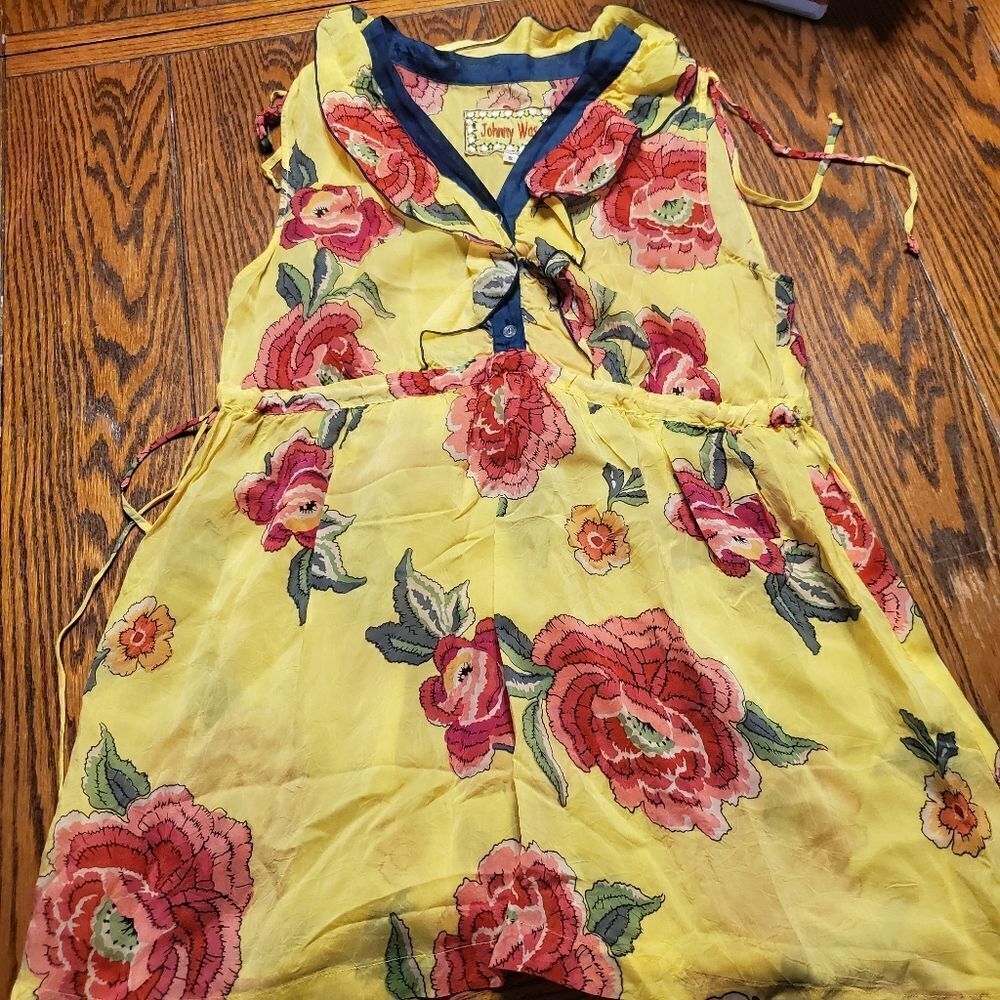 Johnny Was yellow&red floral sleeveless blouse s